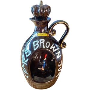 Vtg APCO Little Brown Jug Pottery Music Box Liquor Whiskey Decanter Drunk Tested